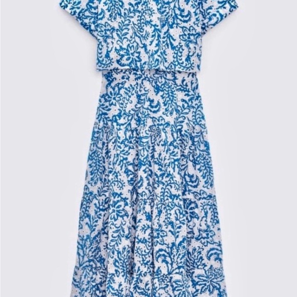 ZARA EYELET PRINTED MIDI DRESS XL - Picture 3 of 11